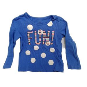 Gap Longsleeve Shirt Size 3 Years Blue Sparkly Fun Polka Dots Bubble Letters